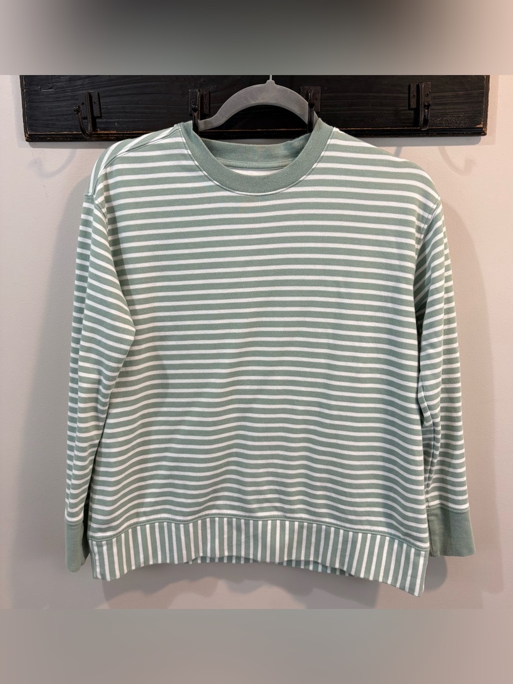Alice Walk Sage Green Striped Pullover Sweatshirt Size XS
